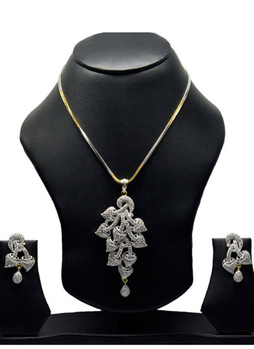 Shop Online Gold and Silver Diamond Sangeet Pendant Set : 87796