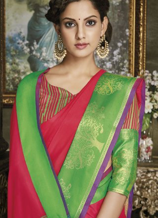 Green and Red Traditional  Saree