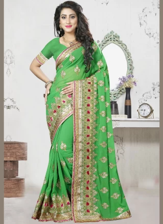 Green Ceremonial Designer Saree