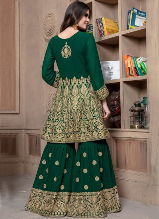 Green Lace Designer Palazzo Suit