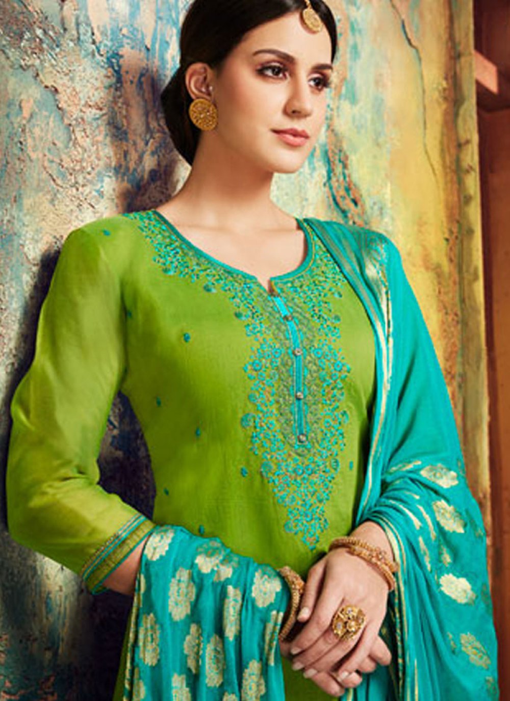 Buy Online Green Punjabi Suit : 88961