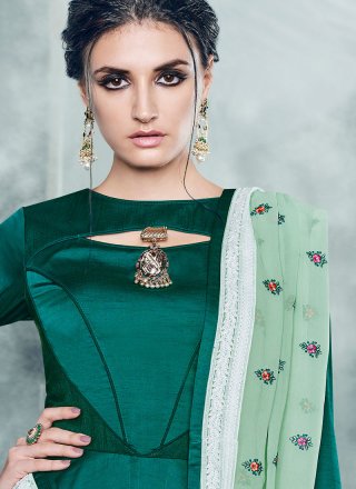 Green Readymade Anarkali Suit