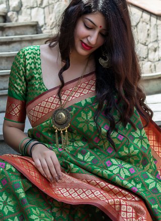 Green Weaving Bridal Traditional Designer Saree