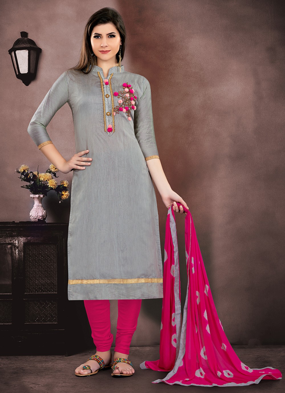 grey salwar combination