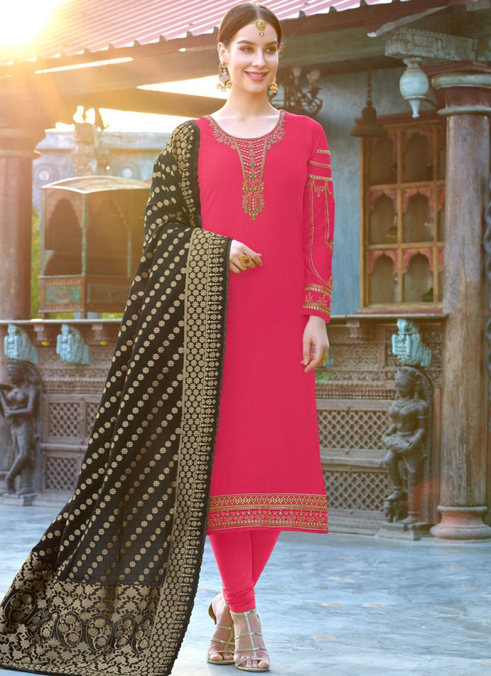 Buy Hot Pink Salwar Suit Online : 77481 -
