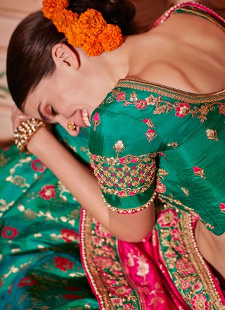 Jacquard Silk Wedding Lehenga Choli