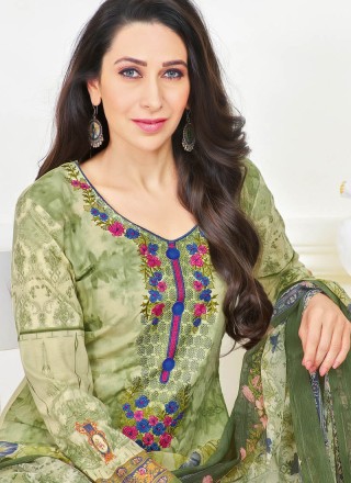 Karishma Kapoor Green Designer Straight Suit