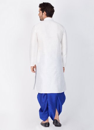 Kurta Pyjama Plain Cotton Silk in White