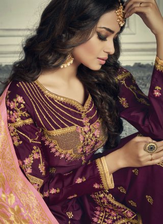 Magenta Zari Designer Pakistani Suit