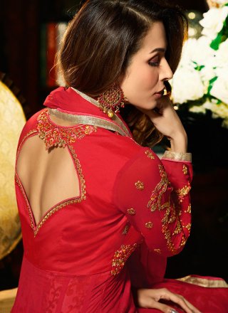 Malaika Arora Khan Embroidered Work Faux Georgette Floor Length Anarkali Suit