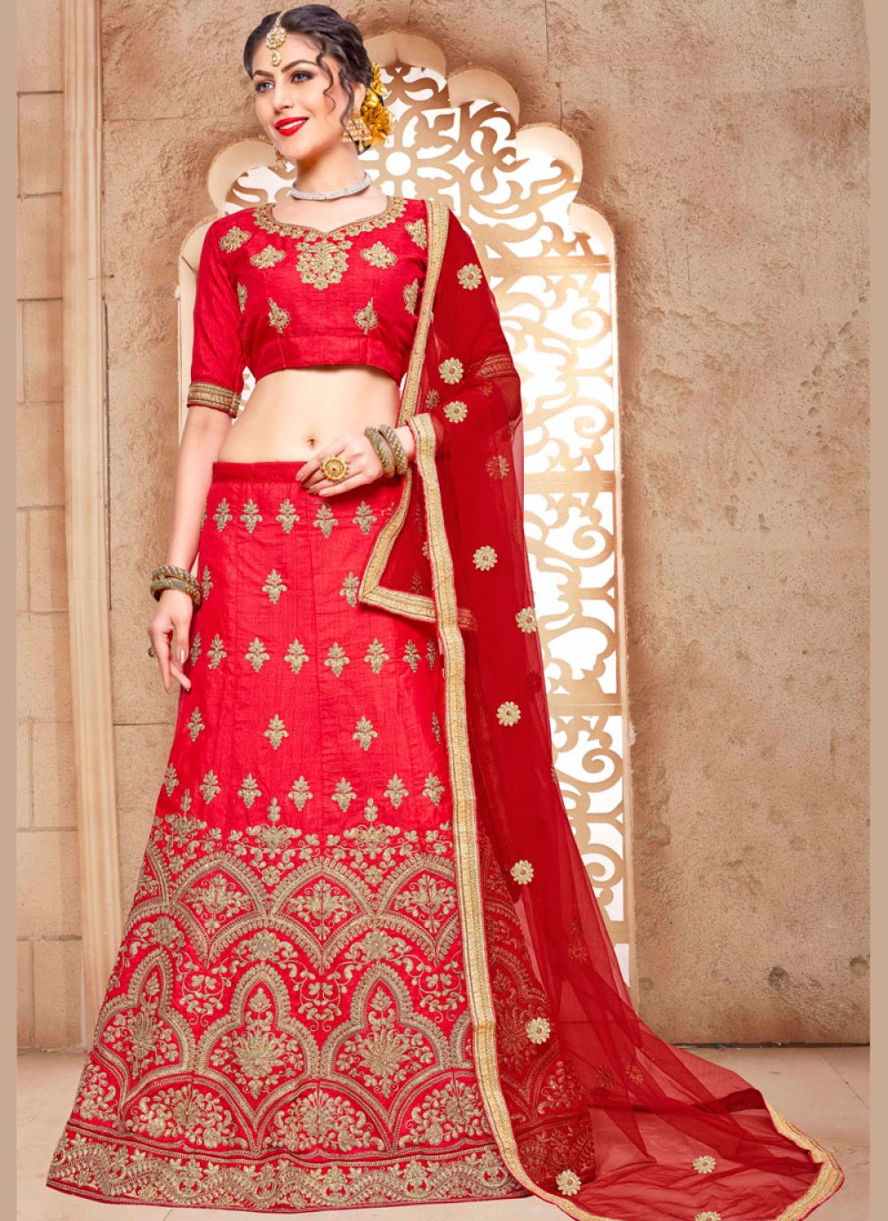 Malbari Silk Red Lehenga Choli buy online