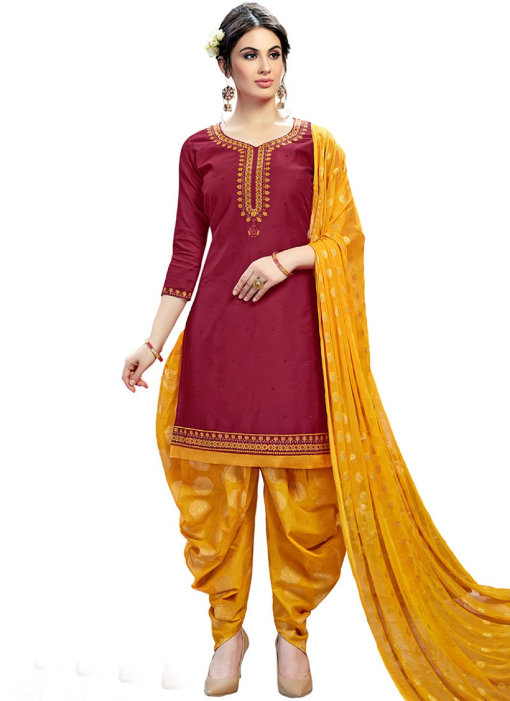 maroon colour punjabi