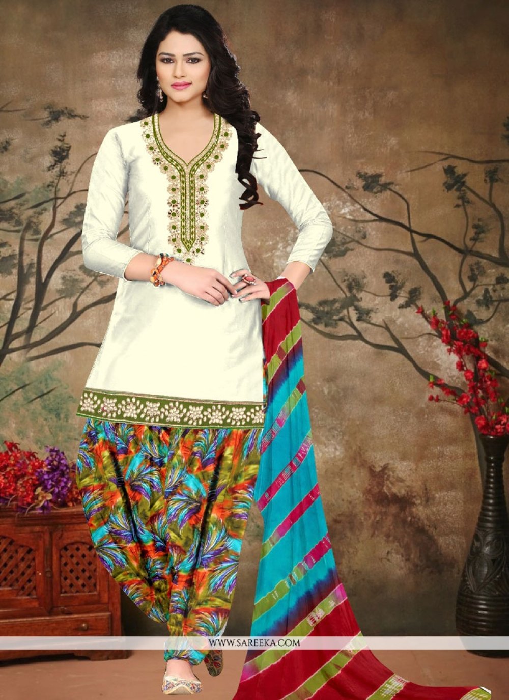 designer salwar kameez in white colour