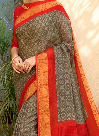 Multi Colour Printed Saree