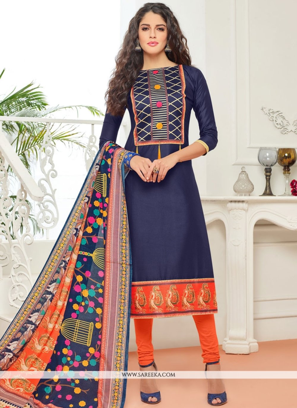 Buy Navy Blue Churidar Suit Online : 73415