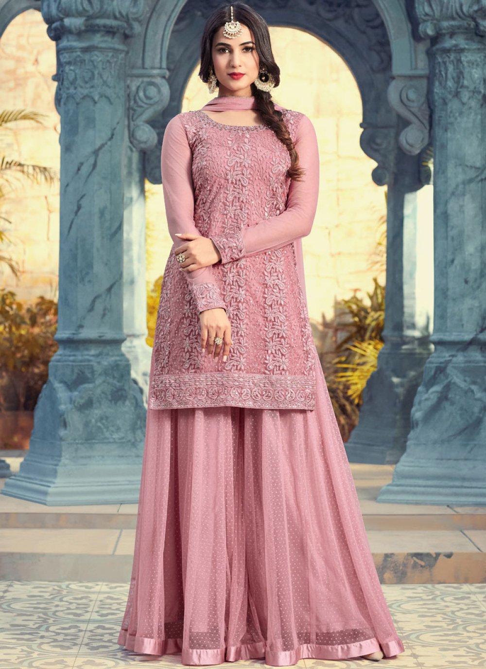 Pink plazo dress hotsell