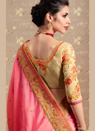 Orange and Pink Festival Faux Georgette Shaded Saree