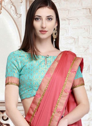 Patch Border Fancy Fabric Casual Saree in Pink