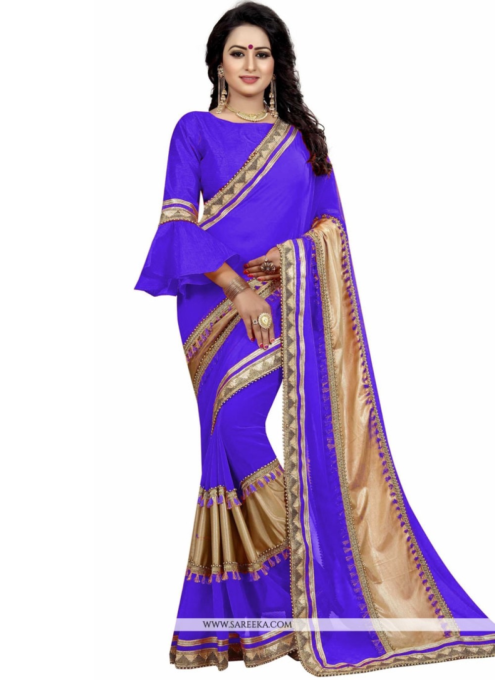 Patch Border Work Traditional  Saree