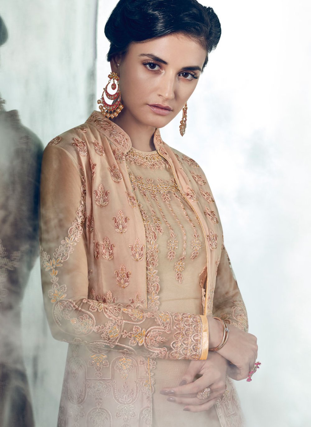 peach net gown