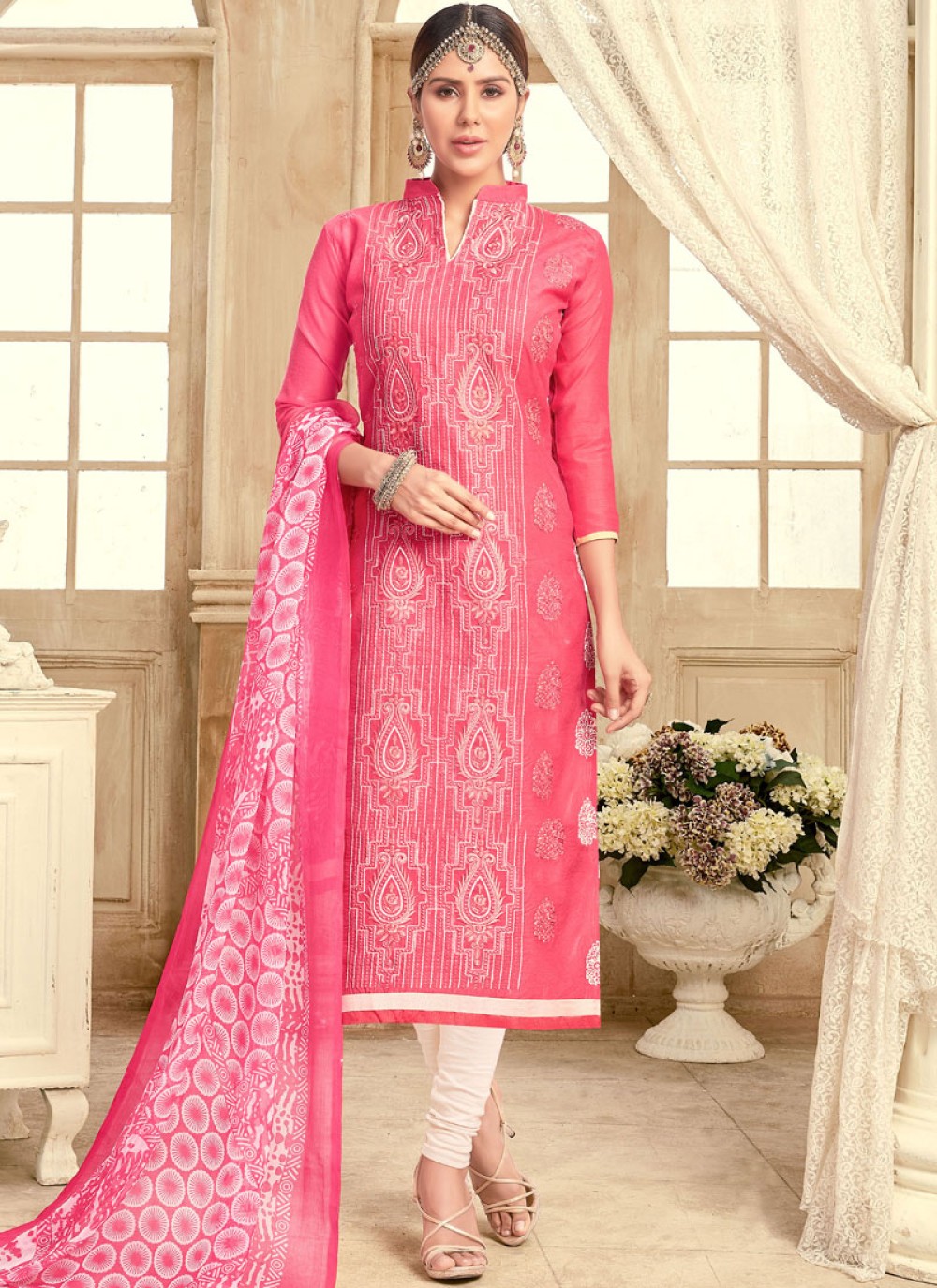 red border white tant saree