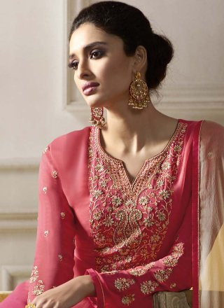 Pink Resham Pant Style Suit