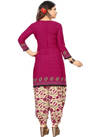 Poly Cotton Hot Pink Salwar Suit
