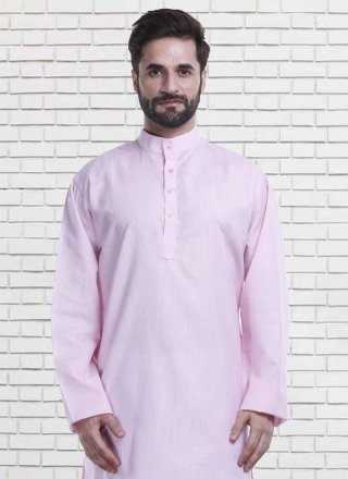 Poly Cotton Plain Pink Kurta Pyjama