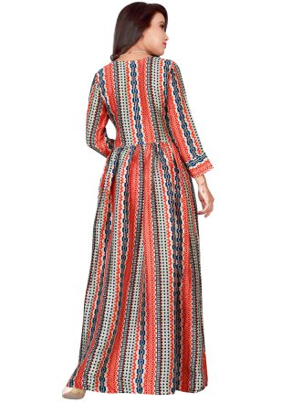 Print Work Dupion Silk Multi Colour Readymade Gown 