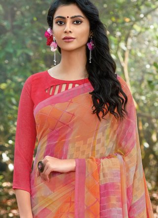 Print Work Multi Colour Casual Saree