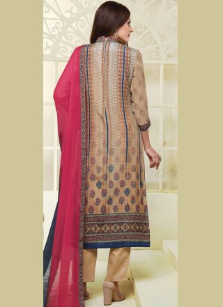 Print Work Multi Colour Fancy Fabric Pant Style Suit
