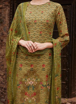 Print Work Multi Colour Pant Style Suit 