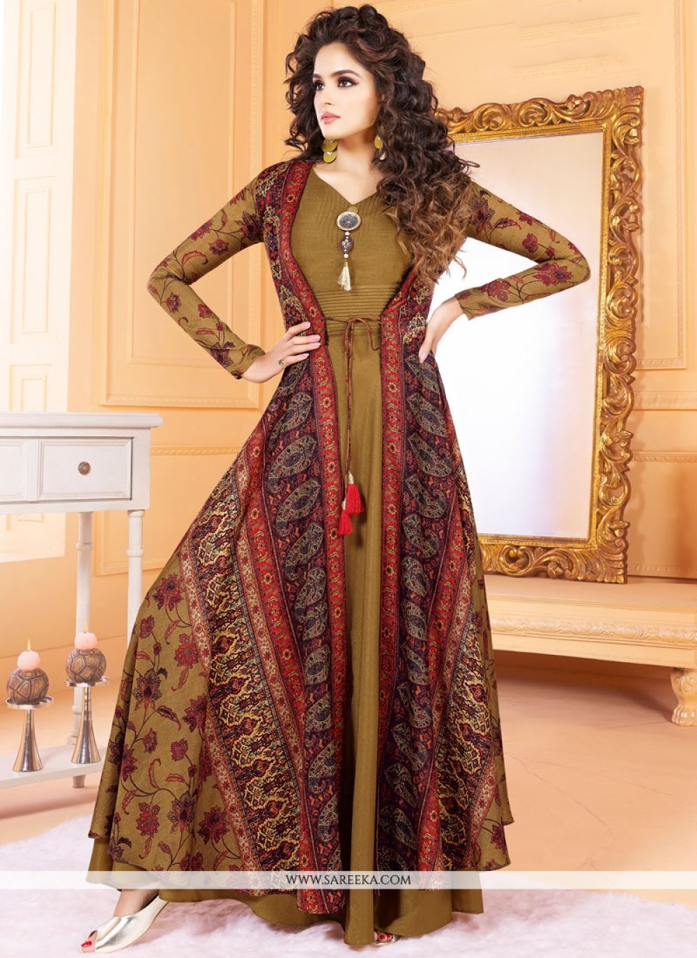 Indo Era Green Tussar Silk Scalloped Edge Kurta Set  Absolutely Desi