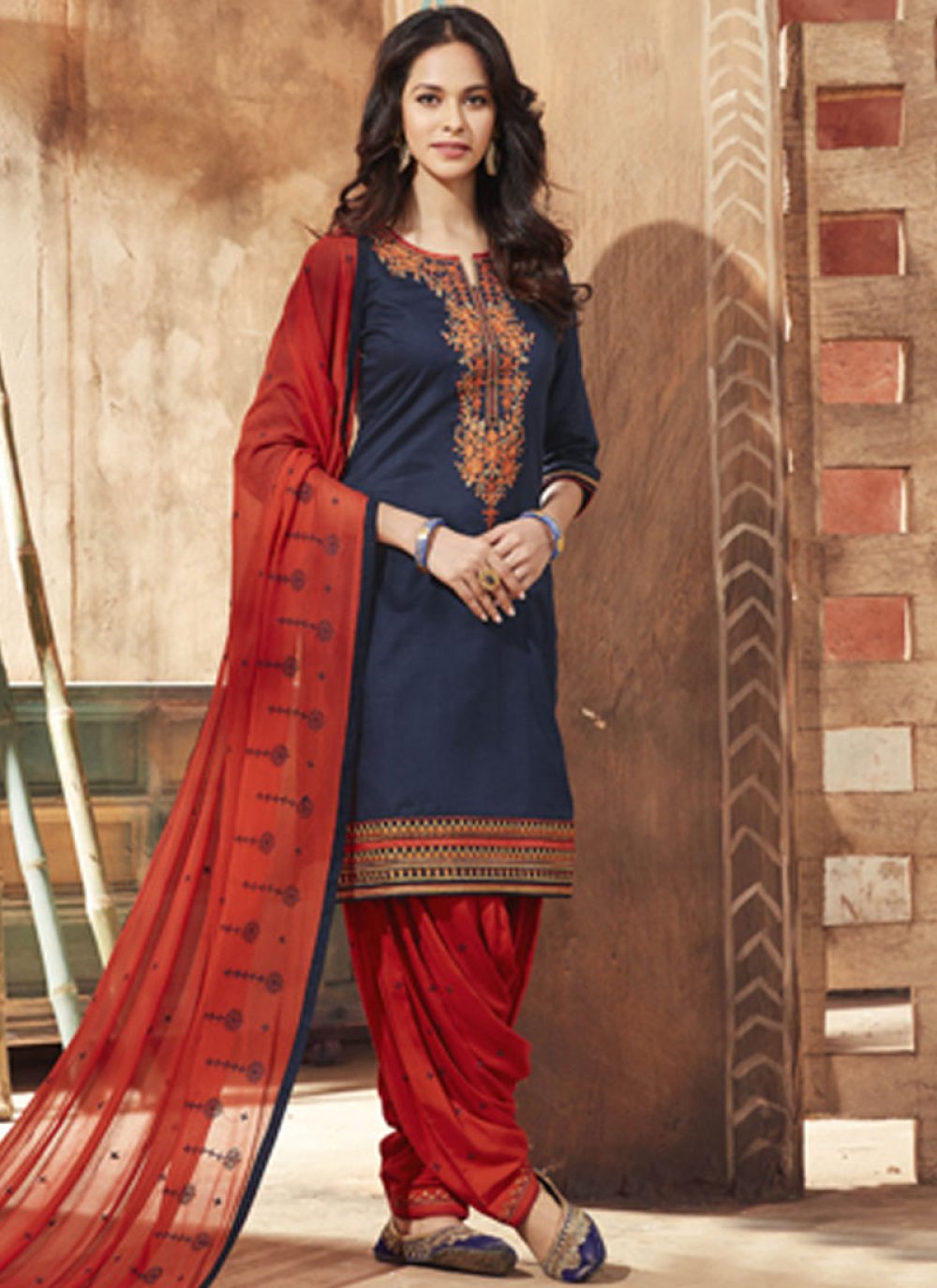 plain navy blue punjabi suit