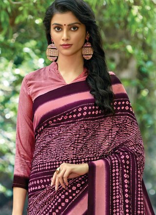Purple Faux Georgette Casual Saree