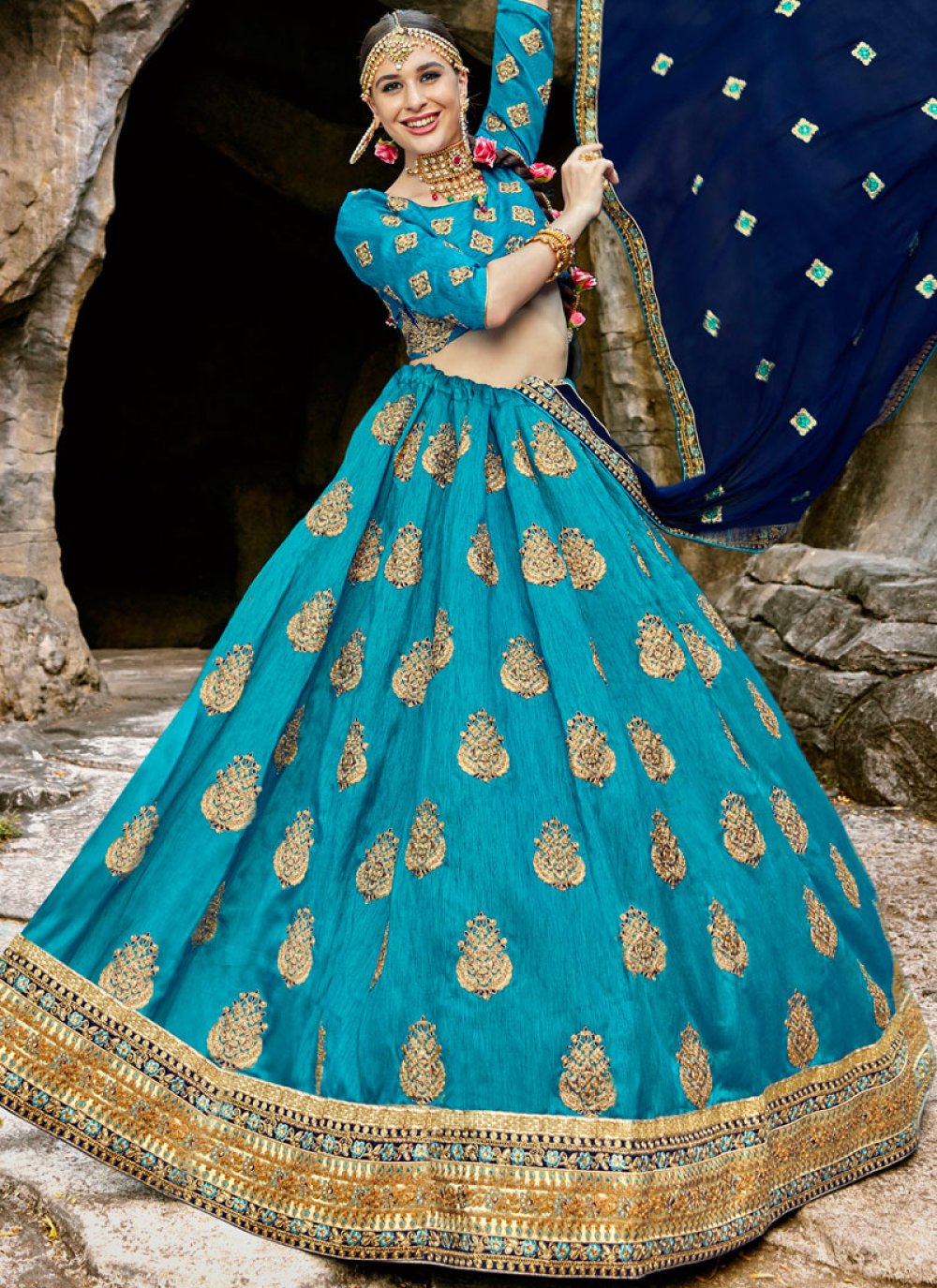 Turquoise on sale lehenga choli