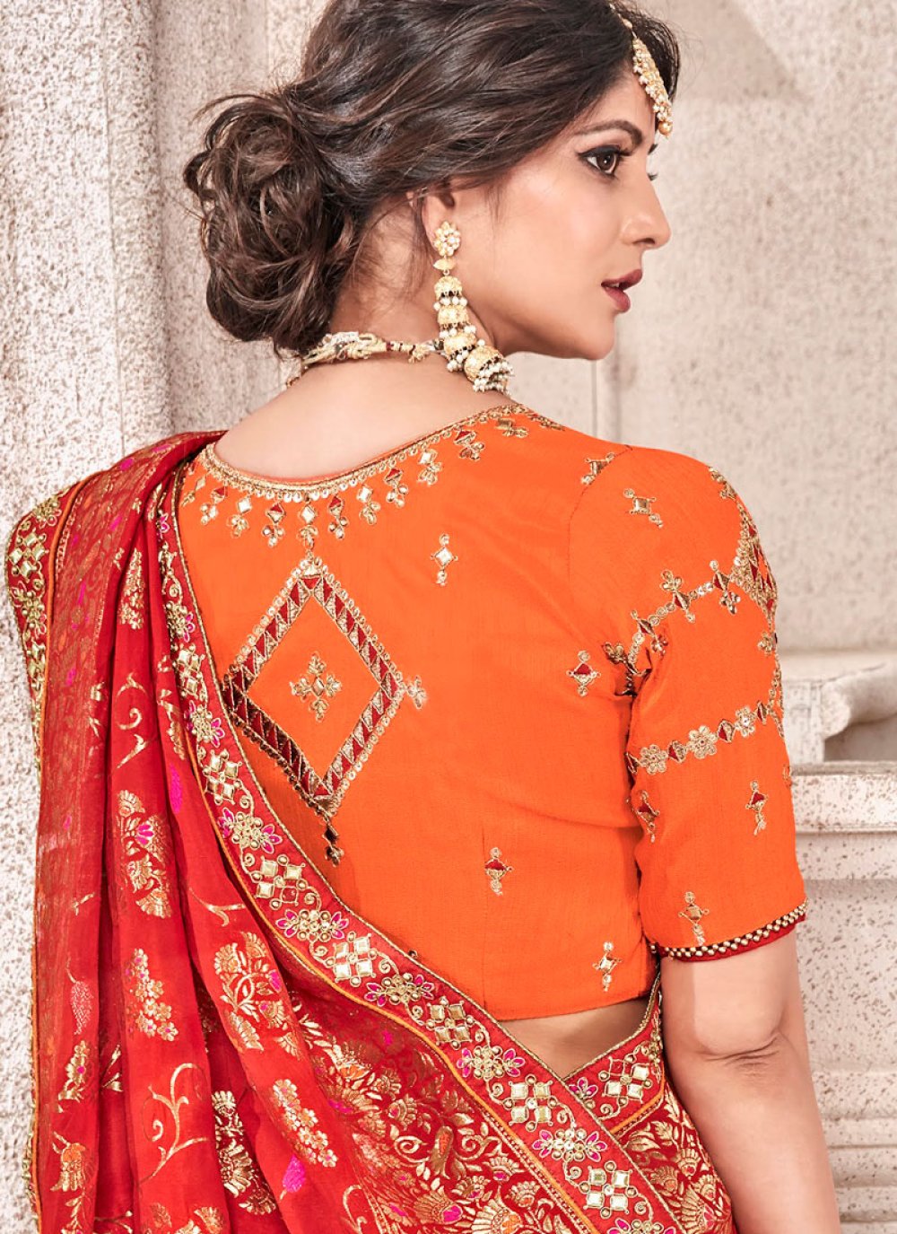 Red Banarasi Silk Bridal Designer Traditional Saree buy online