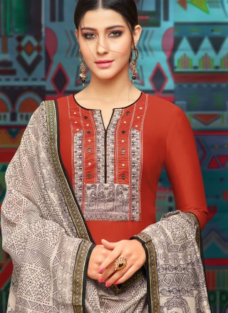 Red Embroidered Festival Designer Palazzo Suit