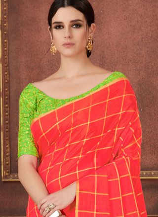 Red Embroidered Silk Classic Saree