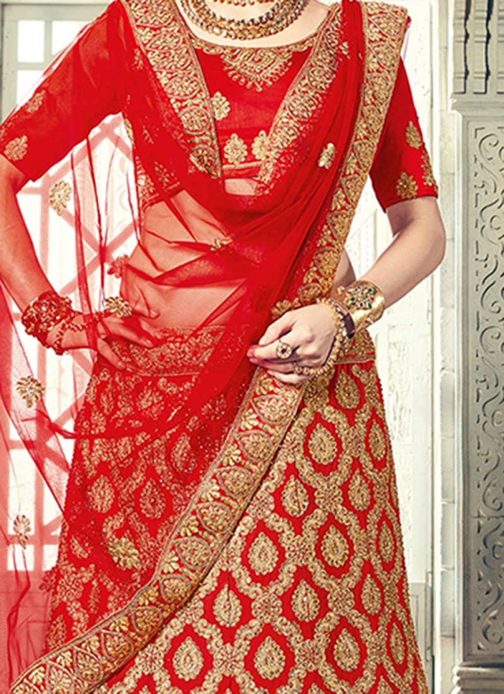 red lehenga choli