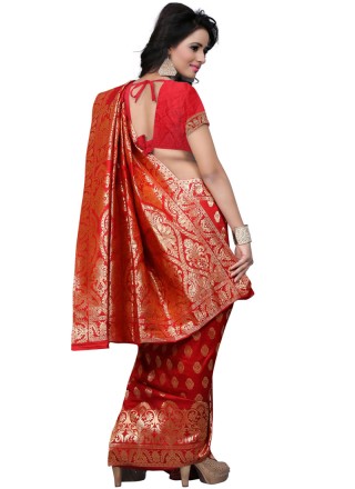 Red Weaving Work Art Silk Traditional Designer Saree