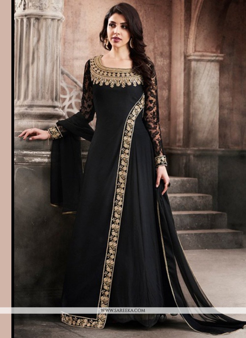 Buy Resham Work Floor Length Anarkali Suit Online - Wedding Suits