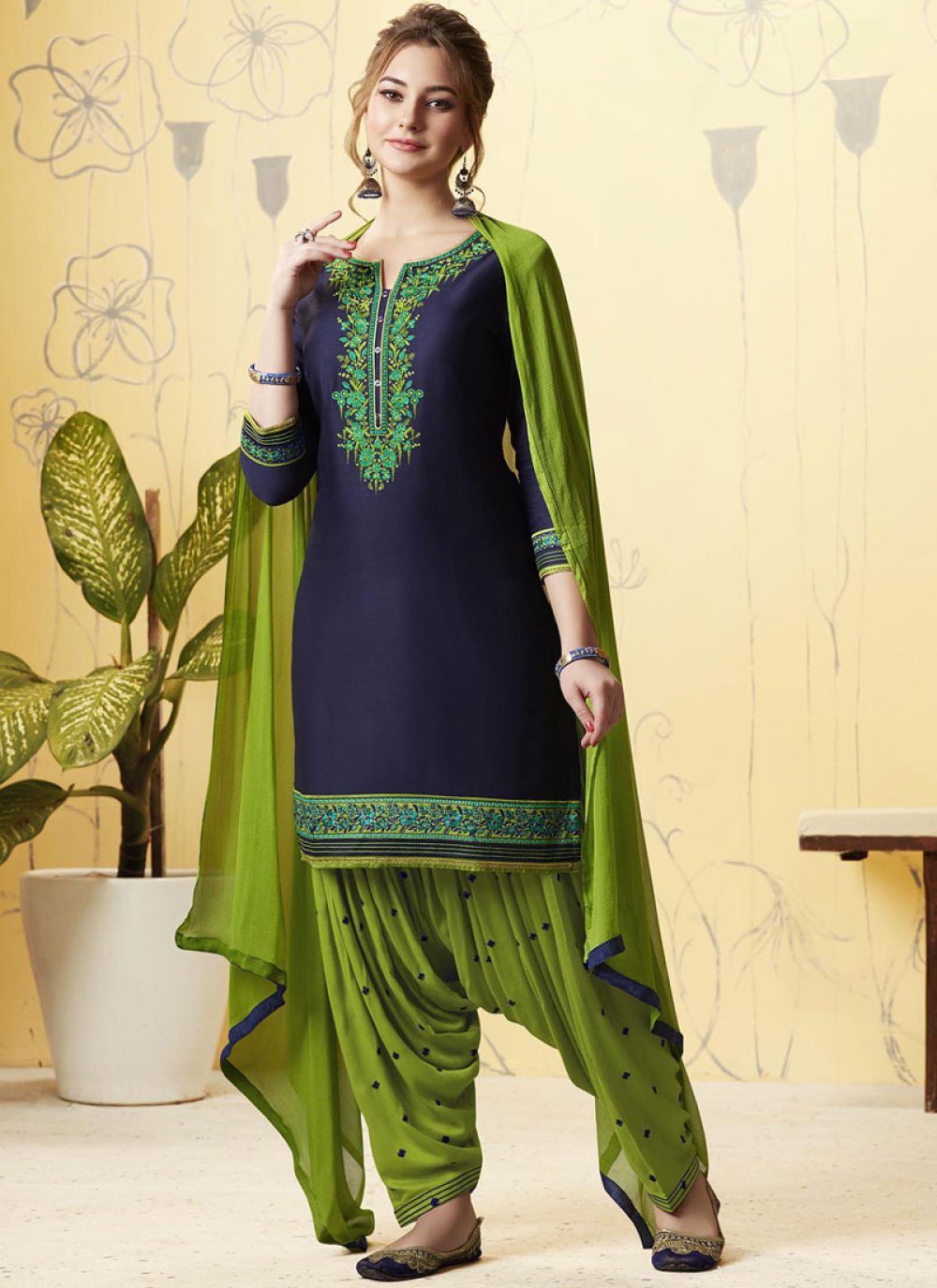 blue green patiala suit