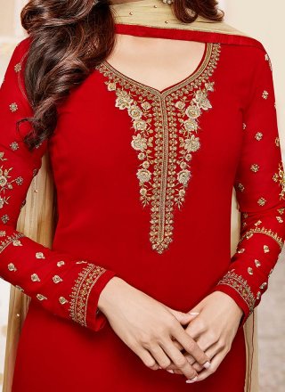 Shamita Shetty Red Churidar Designer Suit