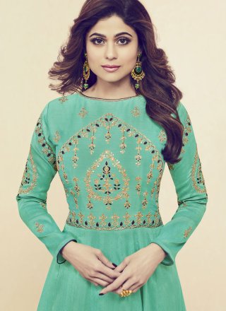 Shamita Shetty Sea Green Floor Length Anarkali Suit