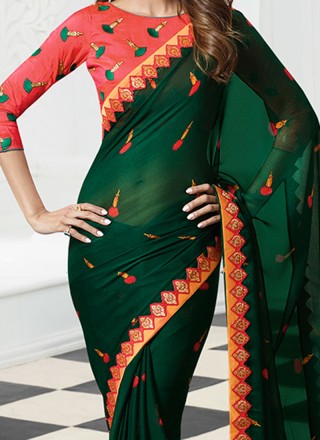 Shilpa Shetty Green Printed Saree