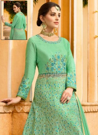Silk Green Anarkali Salwar Suit