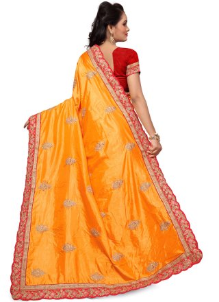 Silk Yellow Traditional Designer Saree