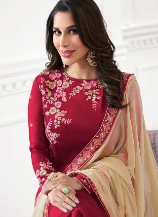 Sophie Chaudhary Embroidered Work Satin Designer Palazzo Suit