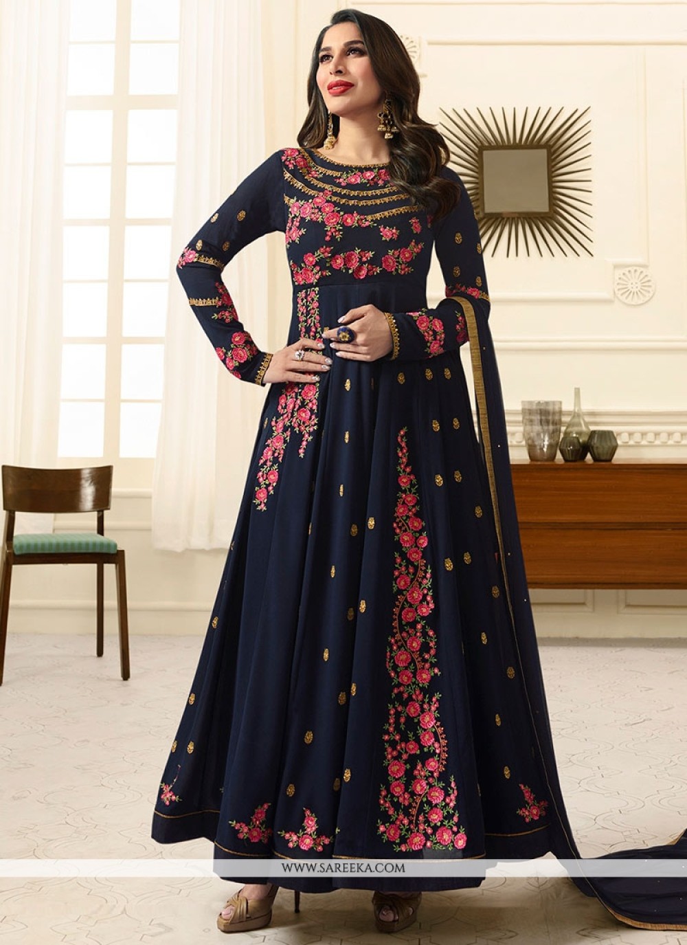 Sophie Chaudhary Faux Georgette Embroidered Work Floor Length Anarkali Suit
